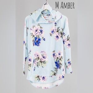 Lularoe Amber light hoodie floral stripe